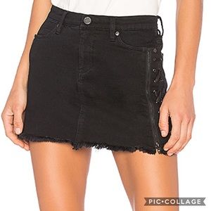 BlankNYC Black jean lace-up Mini skirt